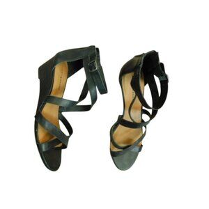 Lucky Brand Size 12M Black Leather Strappy Lower Wedge Heel Shoes